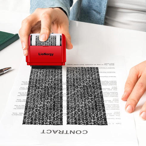 Identity Protection Roller Stamp LioNergy Roller Identity Theft Prevention Security Stamp with 3 Refills