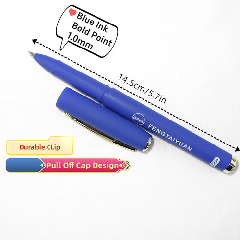 Fengtaiyuan B10P18 Blue Gel Ink Rollerball Pens, 1.0mm Bold Point, Quick-Drying Ink, 18-Piece Box (Blue-1.0mm-18 count)