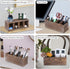 WuGeShop Wood Remote Control Holder - 4 Compartments Rustic Wooden Table Caddy for TV Remote, Phones, Stationery,