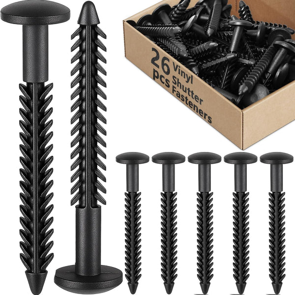 GlowGeek 26 Pack Vinyl Shutter Fasteners for Windows Outside, Plastic Shutter Screws Exterior