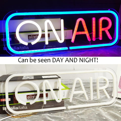Dimmable 16''X6'' Ajoyferris On Air Neon Sign for Wall Decor Recording Neon Lights Live Streaming Led Sign On Air Light