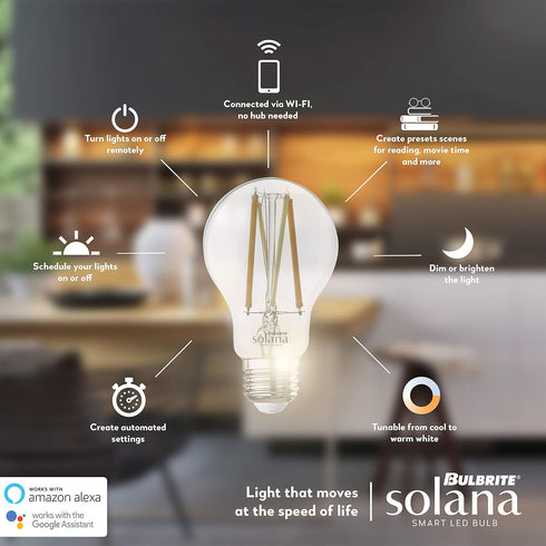 Bulbrite G25 Bulb, Solana WIFI Connected Edison Filament LED Smart Light Clear