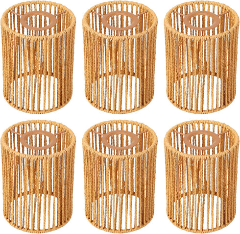 Toyosport 6 4.7 4.7 5.9 Pcs Paper Rope Lamp Shades, Rattan Lamp Shade, Boho Pendant Light Shade, Woven Lampshade
