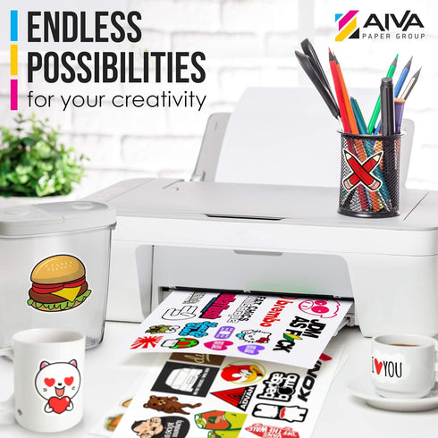 Printable Vinyl Sticker Paper for Inkjet Printer - Matte White, 15 Self-Adhesive Sheets, Waterproof