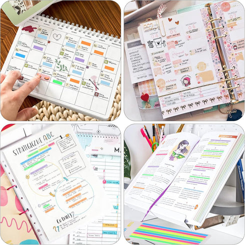 Highlighter Tape Set (1600PCS) - 10 Packs Transparent Sticky Notes, Writable Long Page Markers Tabs for Notebooks