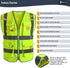 JKSafety Class 2 High Visibility Safety Vest, 9 Pockets, Zipper Front, Meets ANSI/ISEA Standard, Large, 150-Yellow