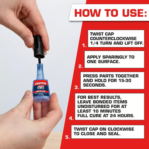 Loctite Super Glue Brush On, Clear, 0.18 fl oz Bottle, 6 Pack - Quick Dry Adhesive for Crafts & Repair