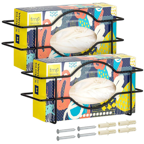 FMP Brands 2 Pack Single Glove Holder for Wall Mount, Durable Metal Organizer for Disposable Gloves