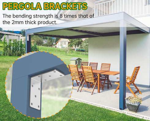 KOMOHOM 5" 5" 2.5" (4 X X Heavy Duty L Brackets for Wood PCS), L-Shaped Corner Brackets for Shelving and Furniture