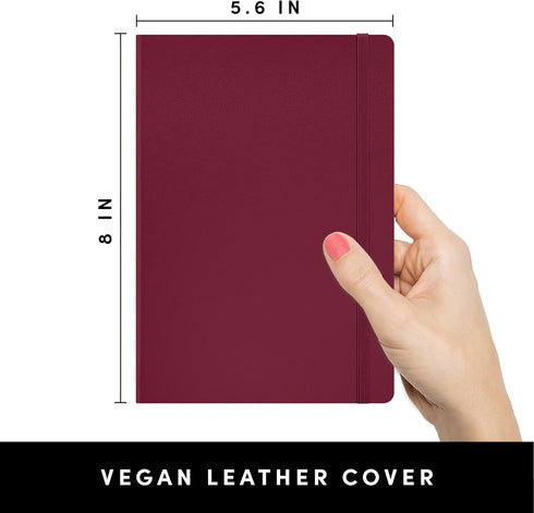 PAPERAGE Blank Journal Notebook, Burgundy, 160 Pages, Medium 5.7 x 8 inches, 100 gsm Thick Paper