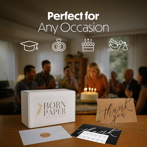 Bornpaper 80 4x6 Set Thank You Cards with Envelopes & Stickers Blank Note Cards Bulk for Small Business, Wedding, Baby