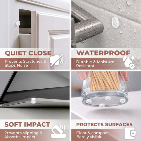 Bampix 64 Pack, 0.5 Inch Jelly Button Clear Cabinet Door Bumpers, Self-Adhesive Rubber Pads, Sound-Dampening Stoppers