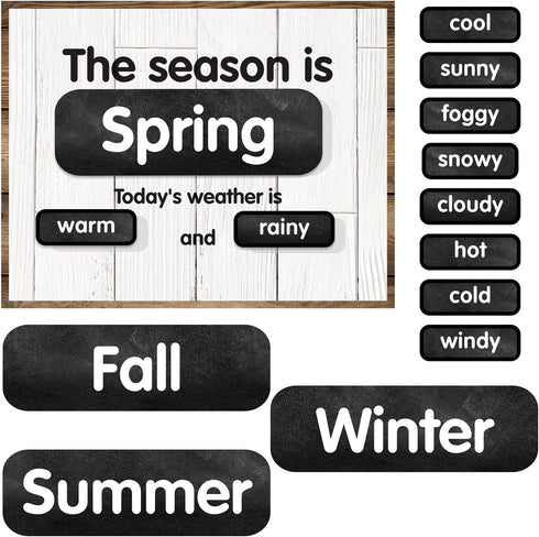 Schoolgirl Style Industrial Chic 95-Piece Calendar Bulletin Board Set, Rustic Farmhouse Monthly Calendar