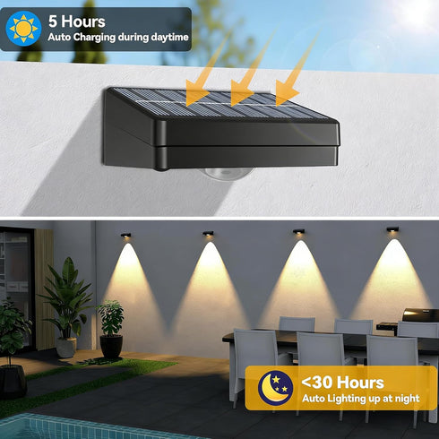 Lighting,10 On/Off,IP44 Material,30H (6 Solar LED Wall Light,RGB Color Changing Spotlight - Waterproof Outdoor Garden