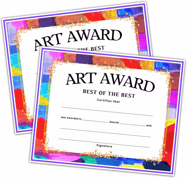 Award Certificates of Achievement for Art, Recognition for Children, School Teachers Supplies, Achievement Award