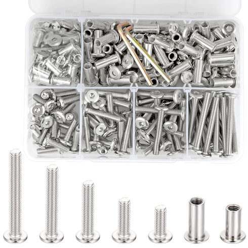 100 Sets M6x15/20/30/40/50mm Silver Bolts and Nuts Set - Carbon Steel Hex Socket