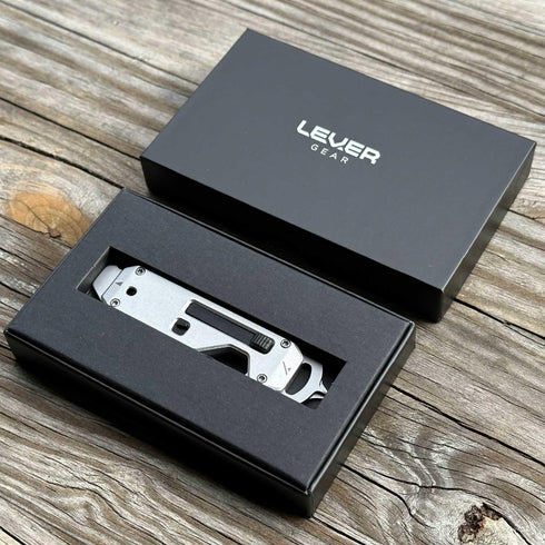 10 Lever Gear Edge XT - Mini Utility Knife Keychain Multitool w/ Tools - Retractable Razor Blade Mini Box Cutter OTF