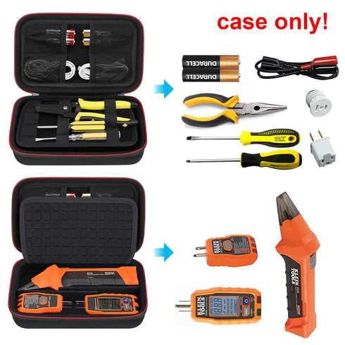 Carrying Case for Klein Tools ET310 AC Circuit Breaker Finder & 80041 Outlet Repair Tool Kit & RT250 for GFCI Receptacle Tester, Electrical Tools Storage Organizer Holder Bag, Black