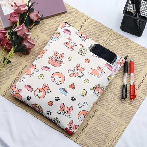 HOLLP Corgi Book Sleeve, Waterproof Zipper Pouch, Animals Gifts for Corgi Lovers, Birthday Christmas Gift