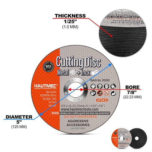 HAUTMEC 5 Inch Cut Off Wheels, 20 Pack - 5" x .04" x 7/8" Thin Metal Cutting Discs for Angle Grinder