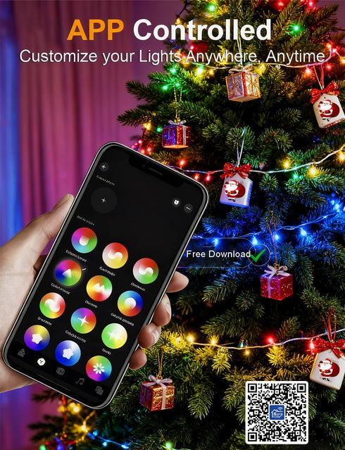 100 33Ft echosari Christmas String Lights, LED Smart String Lights Millions Color Changing with App, Music Sync