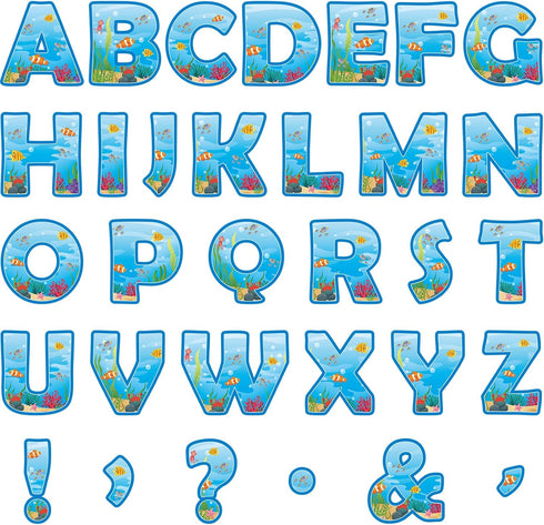 Qyeahkj 150 PCS Large 7" Font Bulletin Board Letters Punctuation Cutout Combo Under The Sea Theme for Classroom Decor