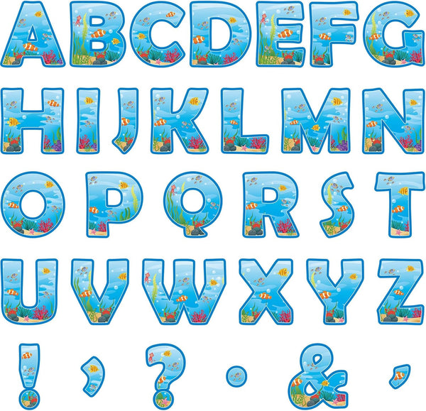 Qyeahkj 150 PCS Large 7" Font Bulletin Board Letters Punctuation Cutout Combo Under The Sea Theme for Classroom Decor