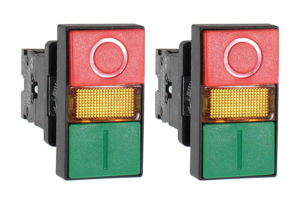 Double Head Push Button with Signal Lamp – On/Off Start/Stop Switch for Home and Industrial Equipment (2 Pack)
