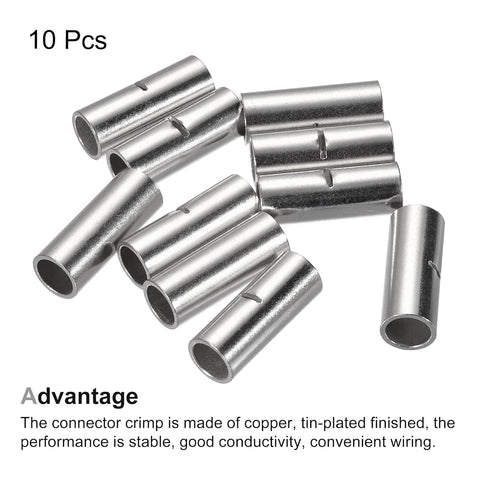 MECCANIXITY Non-Insulated Butt Crimp Terminals, 4 AWG for Electrical Wire Splice DIY, Pack of 10