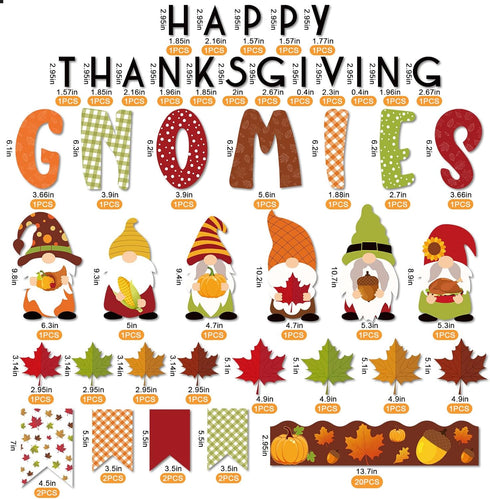 Whaline 66Pcs Fall Bulletin Board Kit Happy Thanksgiving Bulletin Board Set Gnome Maple Leaves Decoration Border Cutout with Glue Points for Fall Harvest Thanksgiving Classroom Office Home Decor by Whaline