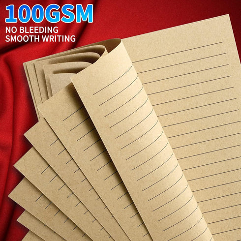 Tofun A5 A5 6-Ring 8mm 80 160 Lined Vintage Refillable Paper, Retro Binder Refills Paper for Binders Planner Traveller