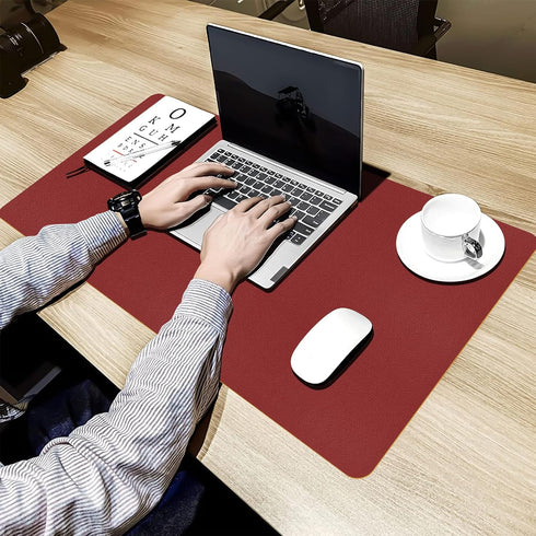 Office/Home.31.5"x 15.7" Bloss Red Leather Desk Mat Protector,Large Mouse Pad,Dual-Side Use Mouse Pads,Office Desks