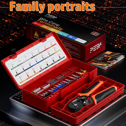 28-7 21 (8/9/10/12mm), Set PEBA Ferrule Crimping Tool Kit, AWG Self-Adjusting Ratchet Wire Crimper with Sizes Tinned