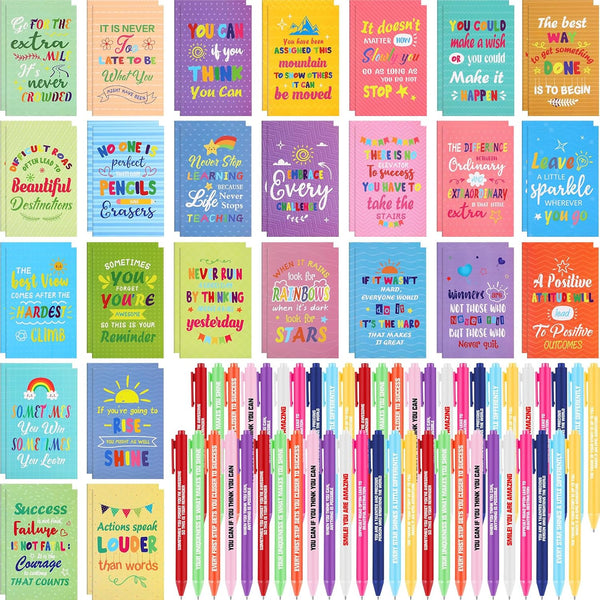 Sabary 100 Pcs Back to School Gifts, Inspirational Notepads, Mini Motivational Pocket Notebooks, Colorful Style