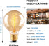 New Lights G25 Bulb, 60W Bulb, Bulb, Dimmable Bulbs, 2100K White,E26, 6 Pack Globe Edison Light Vintage Round Edison