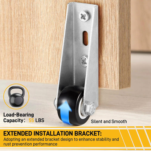 Smtalg 0.9-inch 4PCS Quiet Rubber Caster Wheels, Rolling Casters with Vertical Installation of Extended Bracket