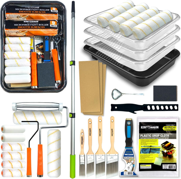 King Origin 31 Pcs Paint Roller Kit, 9" & 4" Paint Roller