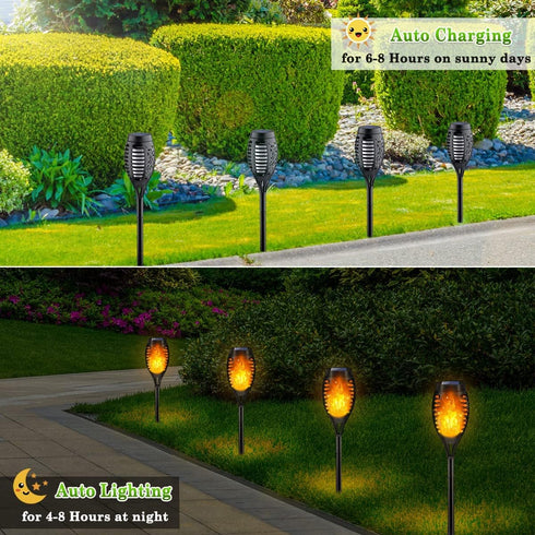 6Pack LNRYY Outdoor Solar Lights, Solar Torch Light with Flickering Flame, Solar Garden Lights Waterproof for Outdoor