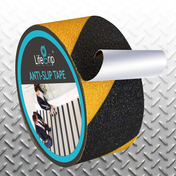 LifeGrip Non-Slip Tape, Aluminum-Backed, 2" X 15', Yellow/Black Safety Grip Anti-Slip