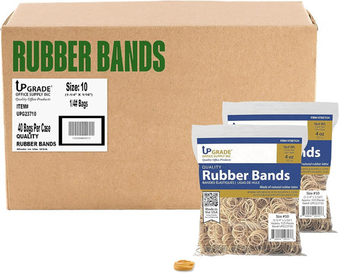 Upgrade Office Supply UPG23710PK2 Rubber Bands, Size #10 (1-1/4 x 1/16"), 4 oz. Bags (2 Pack), Natural Crepe