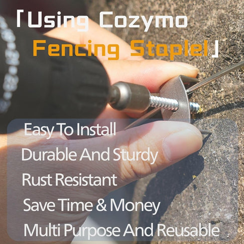 COZYMO 200 1.6 Inch (200Pack) Pcs Fence Staples for Wire Fencing, Galvanized Steel Fasteners with Hex Socket, Reusable