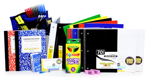 Secondary School Essentials Box - 51 Pieces Writing Supplies, Notebooks, Composition Books, Binders, Markers