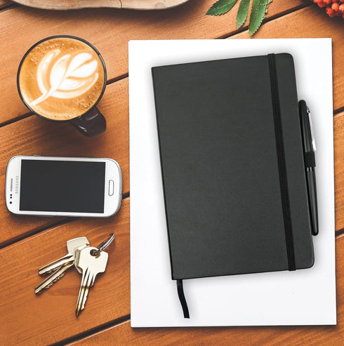 RICCO BELLO Classic College Ruled Notebook, Faux Leather Hardcover, 192 Lined Pages, 5.7 x 8.4-Inches, for Work, School