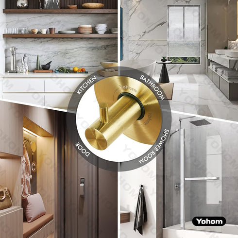 2Pcs YOHOM Suction Cup Hooks for Shower Towel Holder Stainless Steel Vacuum Bathroom Shower Hook Suction Washcloth