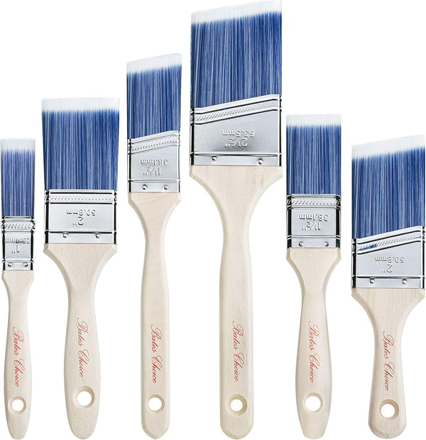 Bates Paint Brushes, 6 Pack with Treated Wood Handle for Walls, Furniture, and Stain