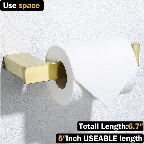 RANDOM Brushed Gold Toilet Paper Holder, Modern SUS 304 Stainless Steel Bathroom Tissue Roll Holder