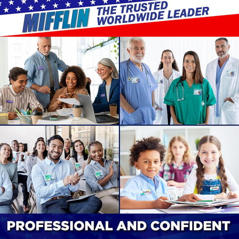 Mifflin-USA Name Tag Magnets - 24 Pack, 1.75 x 0.5 Inches, Premium ID Badge Holder with Strong Neodymium Magnets