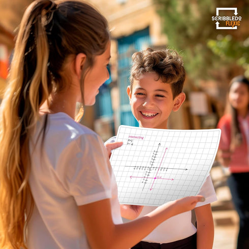 SCRIBBLEDO Large Grid Dry Erase Sheets 11”x14” for Math Practice, Pack of 10