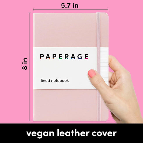 PAPERAGE Lined Journal Notebook, Blush, 252 Pages, Medium 5.7 x 8 inches, 100 GSM Thick Paper, Hardcover