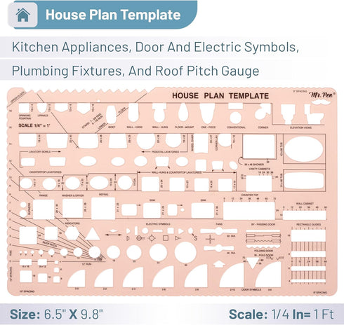 Mr. Pen House Plan Templates - Interior Design and Furniture Drafting Tools, Set of 3